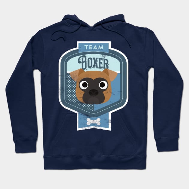 Team Boxer - Distressed Boxer Dog Beer Label Design Hoodie by DoggyStyles